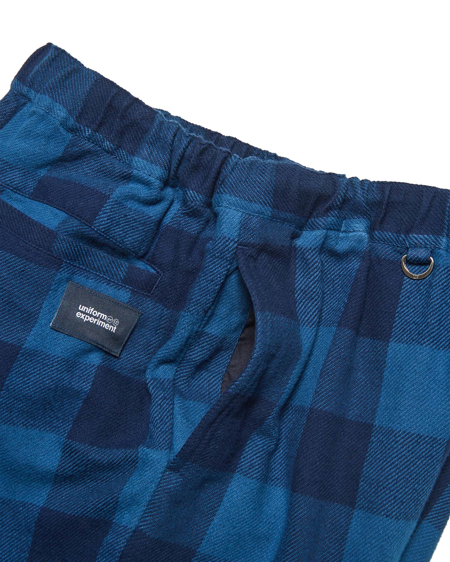 uniform experiment / LINE FLANNEL CHECK EASY PANTS (BLUE) ブランドロゴ